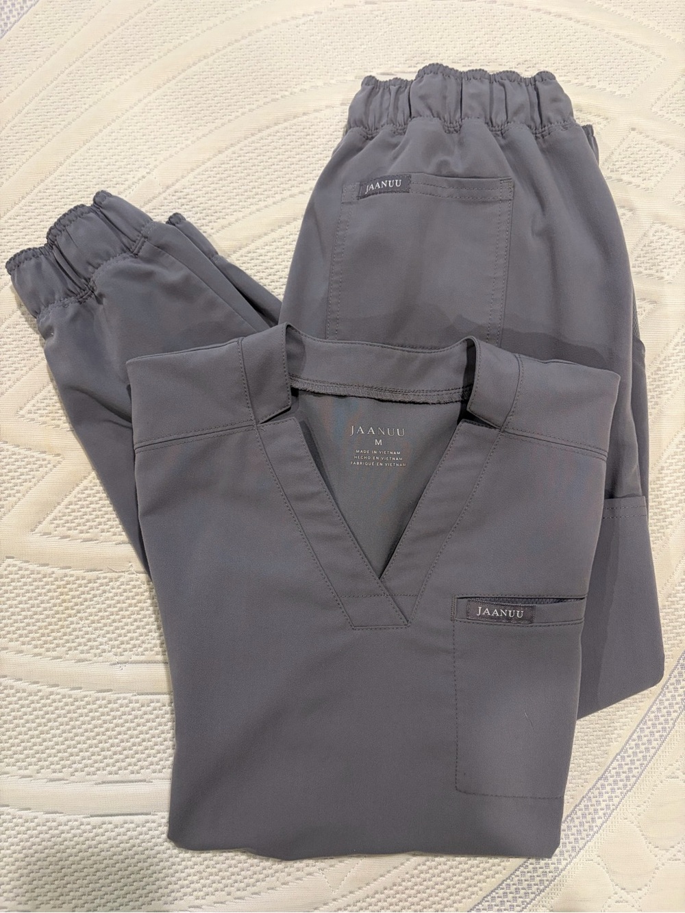 Jaanuu Women’s Gray V-Neck Scrub Set